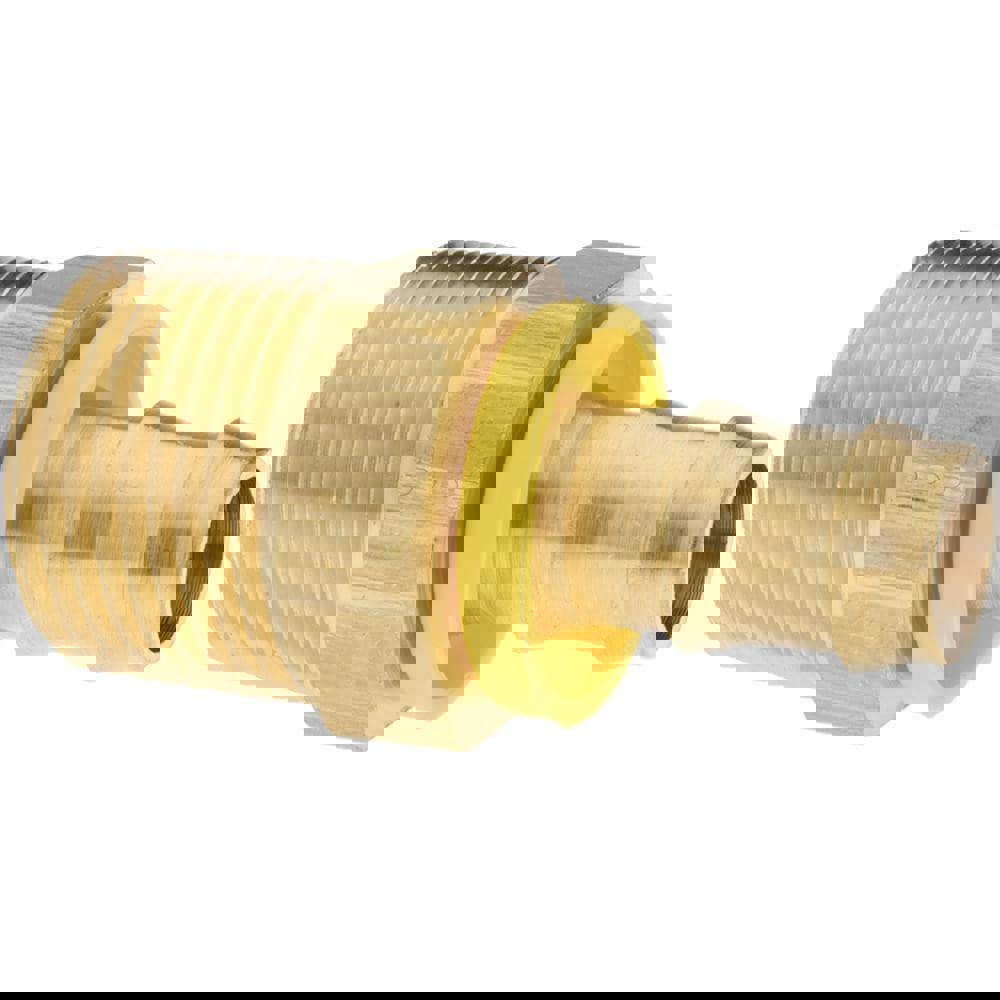 Barbed Push-On Hose Male Connector: 3/4-14 Male NPTF, Brass, 3/4