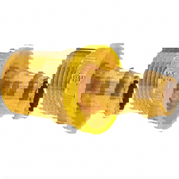 Barbed Push-On Hose Male Connector: 3/8-18 Male NPTF, Brass, 3/8