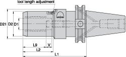 Hydraulic Tool Chuck: DV40, Taper Shank, 8 mm Hole