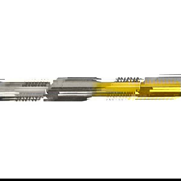 Straight Flute Tap: #10-24, UNC, 4 Flute, Bottoming, 2, 2B & 3B, High-Speed Steel, Titanium Nitride Finish