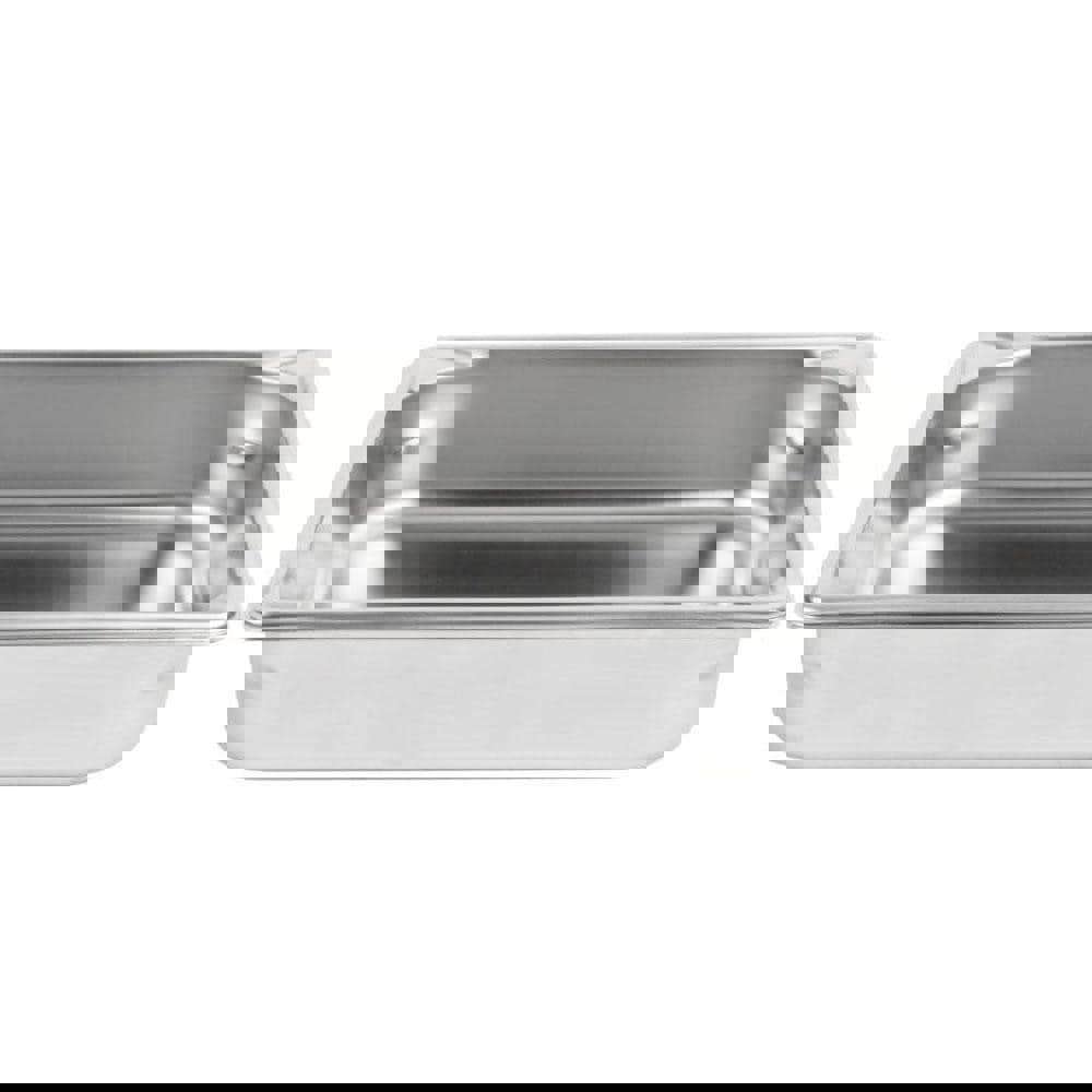 Food Pan Container: Stainless Steel, Rectangular