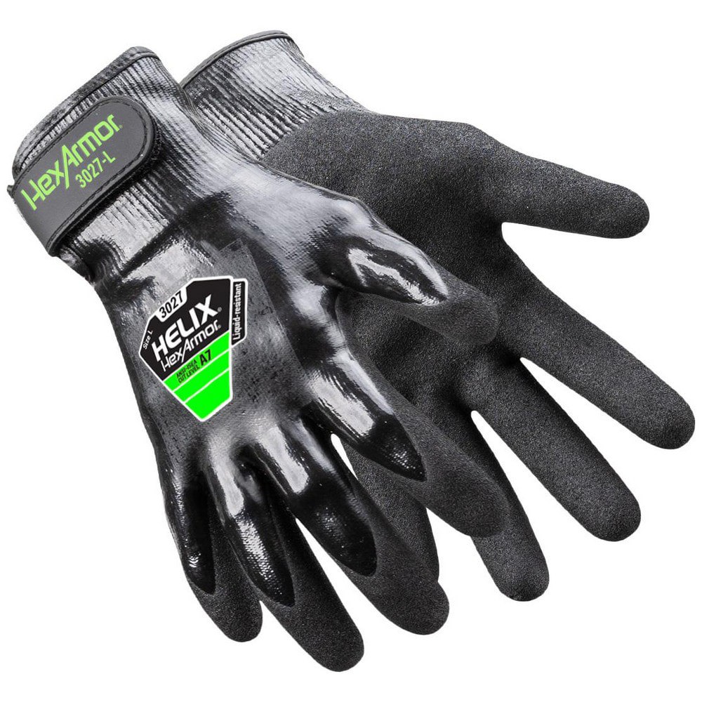 Cut & Puncture Resistant Gloves; Style: Knit ; Coating Material: Nitrile ; Coating Coverage: Full ; Glove Type: Cut, Puncture & Abrasion-Resistant ; ANSI/ISEA Cut Resistance Level: A7 ; Primary Material: HPPE Blend
