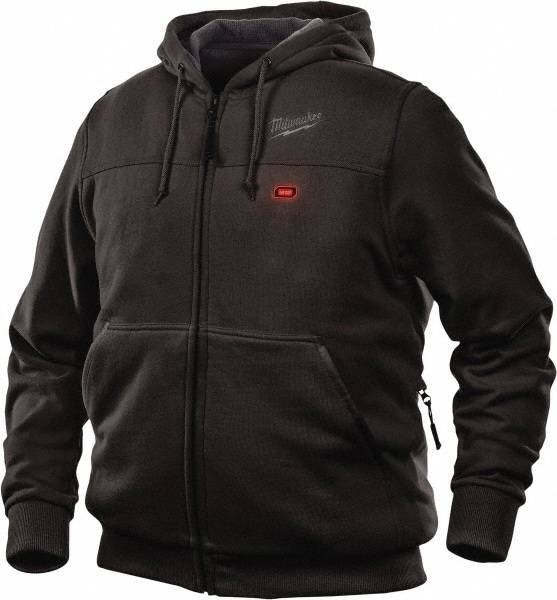 Heated Sweatshirt: Size X-Large, Cotton & Polyester, Zipper Closure