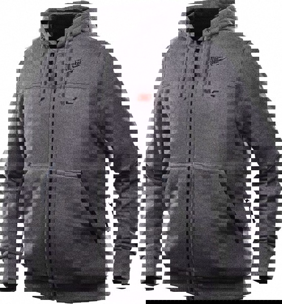 Heated Sweatshirt: Size Medium, Cotton & Polyester, Zipper Closure, Attached Hood