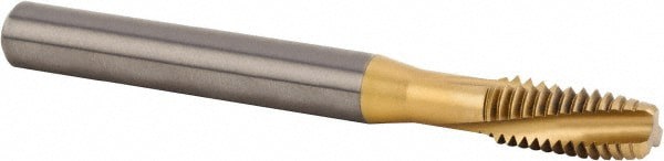 Spiral Flute Tap: 7/16-14 UNC, 4 Flutes, Plug, 3BX Class of Fit, Solid Carbide, TiAlN Coated