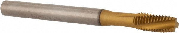 Spiral Flute Tap: M6x1.00 Metric Coarse, 3 Flutes, Plug, 6H Class of Fit, Solid Carbide, TiAlN/TiN Coated