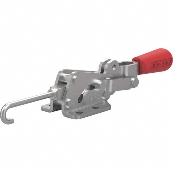 Pull-Action Latch Clamp: Horizontal, 200 lb, J-Hook, Flanged Base