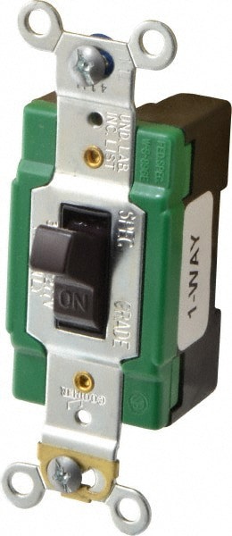 1 Pole, 120 to 277 VAC, 30 Amp, Industrial Grade Toggle Wall Switch