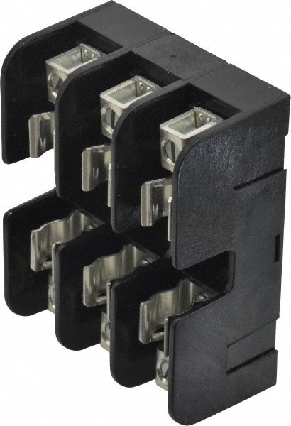 3 Pole, 14 to 6 AWG, 600 VAC/VDC, 30 Amp, DIN Rail Mount, Screw Mount Fuse Block