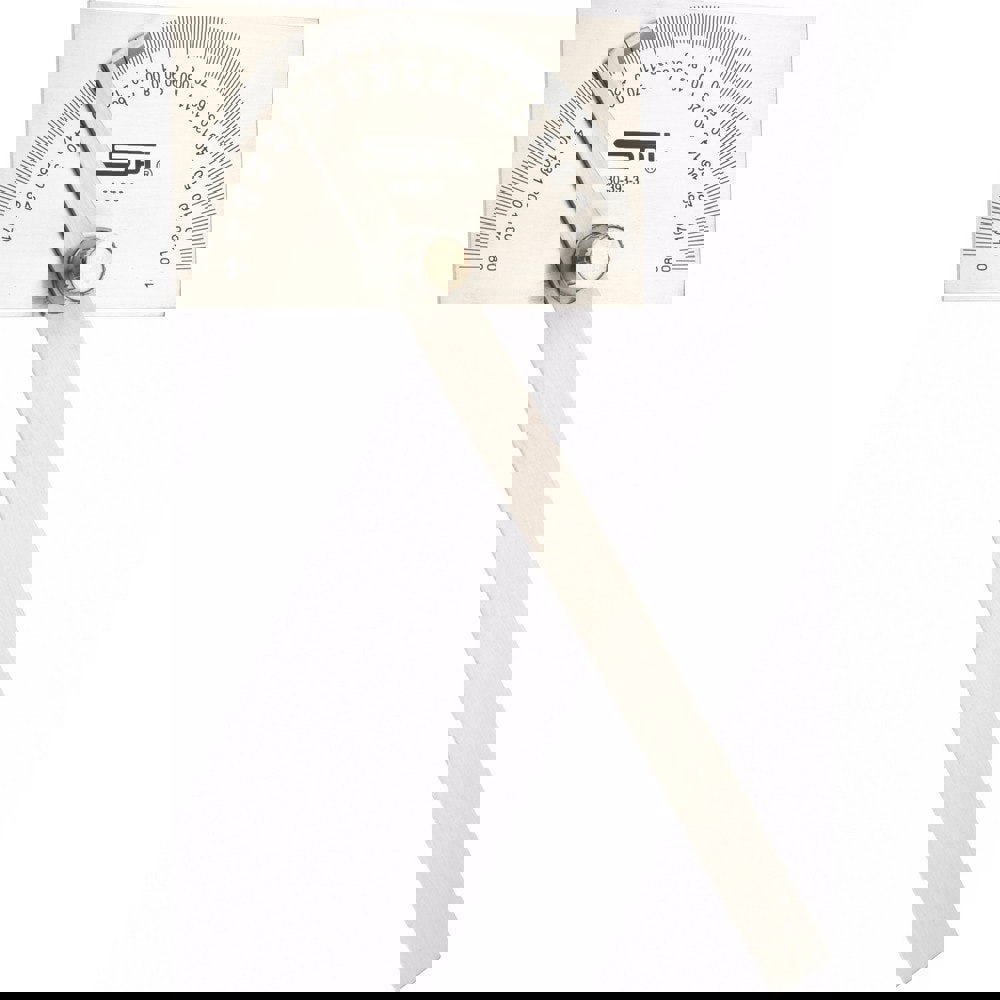 6 Inch Long Blade, 180&deg; Max Measurement, 1&deg; Dial Graduation, Rectangular Head Protractor