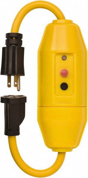 Plug-In GFCI Cord Set: 1.5' Cord, 15A, 125V