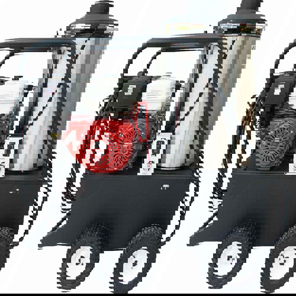 Pressure Washers; Type: Diesel-Fired Gas-Powered Hot Water Pressure Washer ; Water Type: Hot ; Engine Power Type: Gas ; Power Type: Gas ; Displacement (cc): 389.0 ; Washer Style: Cart