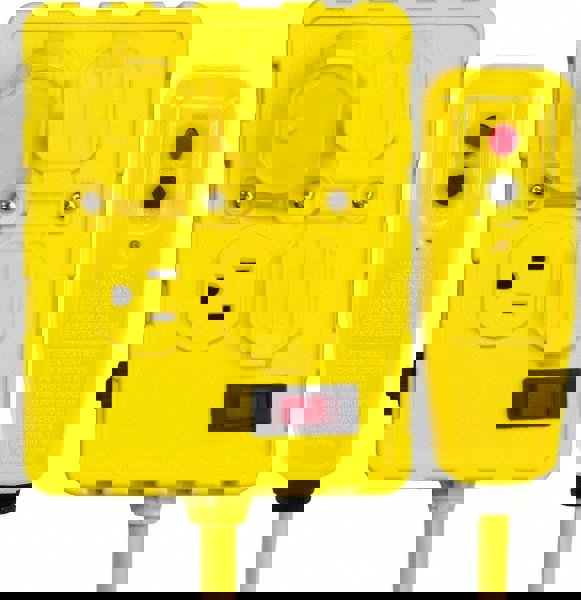 4 Outlets, 125 Volt, 15 Amp, Yellow, Quad Outlet Box