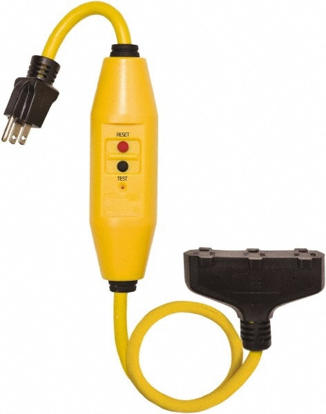 Plug-In GFCI Cord Set: 2' Cord, 15A, 125V