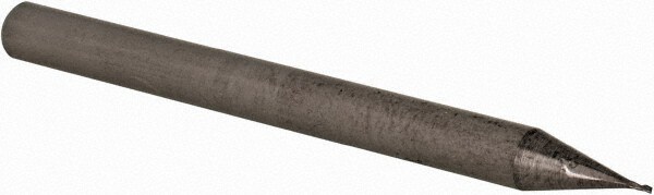 Square End Mill: 1/64'' Dia, 1/32'' LOC, 1/8'' Shank Dia, 1-1/2'' OAL, 3 Flutes, Solid Carbide