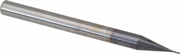 Square End Mill: 1/64'' Dia, 3/64'' LOC, 1/8'' Shank Dia, 1-1/2'' OAL, 4 Flutes, Solid Carbide