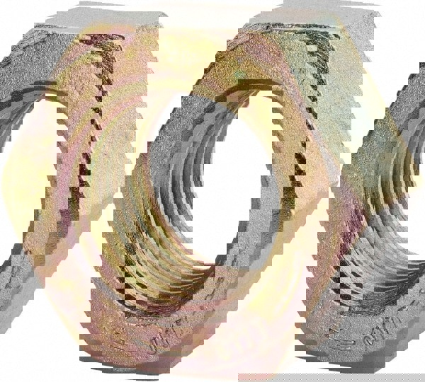Hex Nut: 2-4-1/2, Grade 8 Steel, Yellow Zinc Dichromate Finish