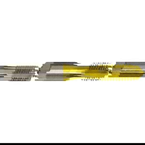 Straight Flute Tap: 1/2-13 UNC, 4 Flute, Plug Chamfer, 3 & 3B Class of Fit, High-Speed Steel, Titanium Nitride Finish