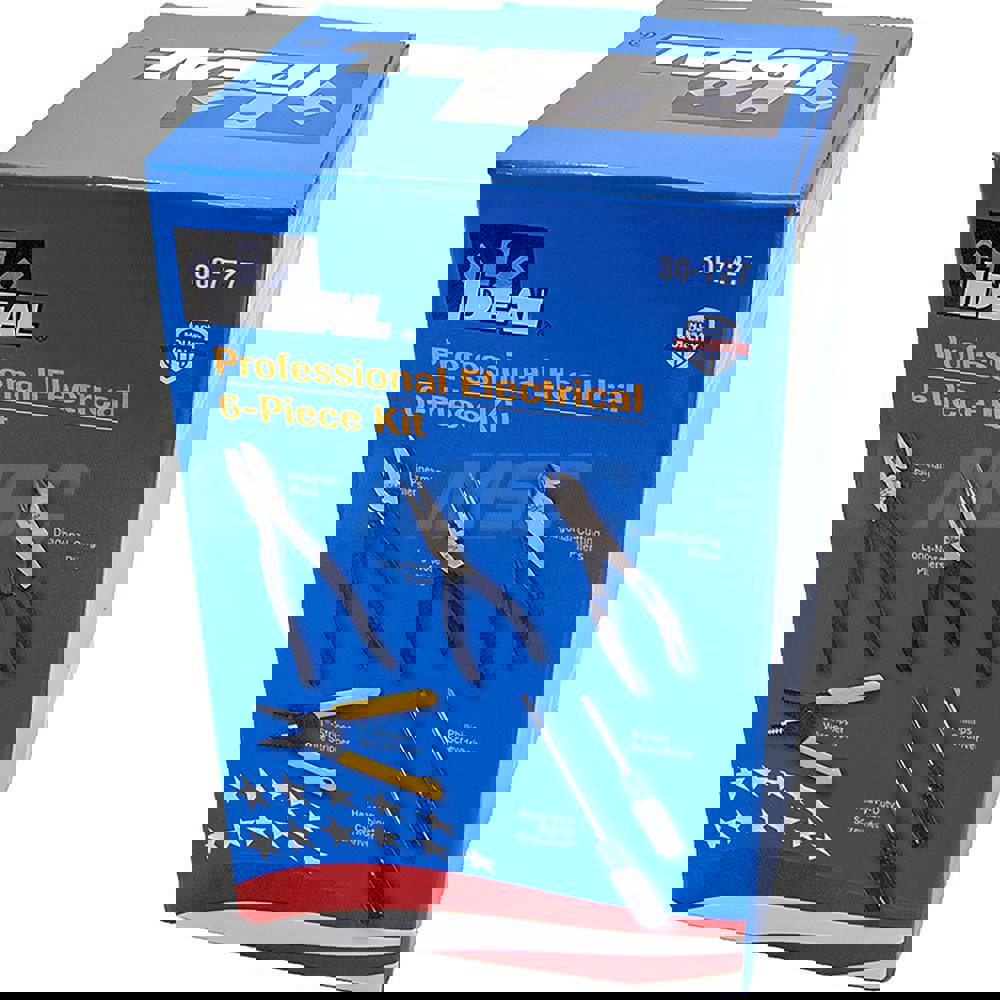 Lineman's/Diagonal Cutting/Long Nose Pliers, Electrician's/Phillips Screwdriver & T-Stripper Wire Stripper Tool: 6 Pc