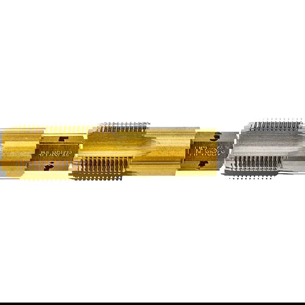 Straight Flute Tap: 3/8-18 NPT, 4 Flute, Plug Chamfer, 7H Class of Fit, HSS, TiN Finish