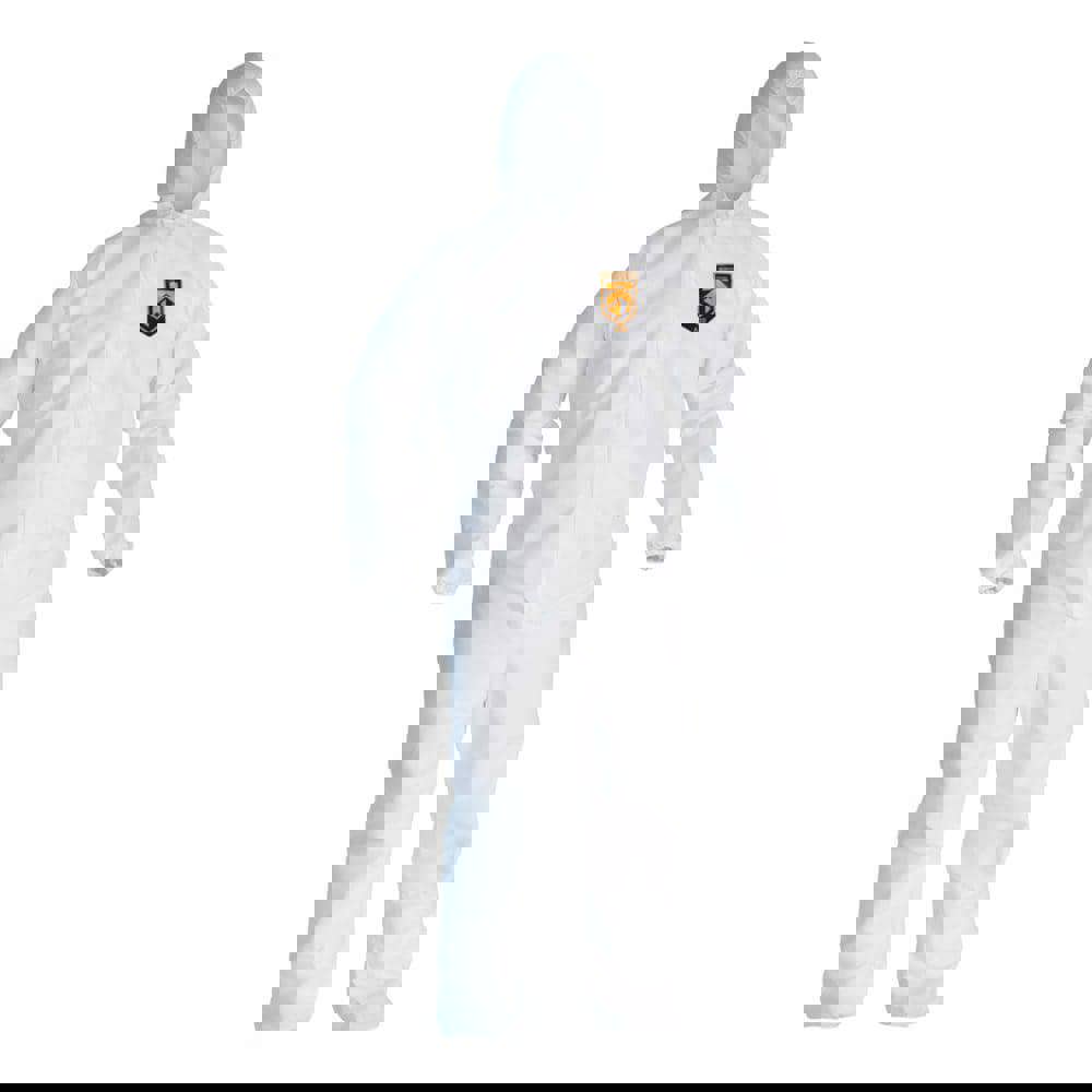 Disposable Coveralls: Size 5X-Large, SMS, Zipper Closure