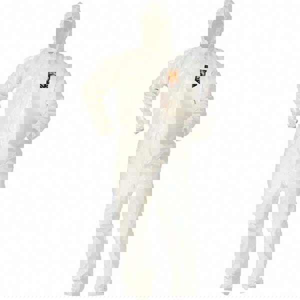 Non-Disposable Rain & Chemical-Resistant Coverall: White, Saranex