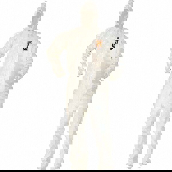 Non-Disposable Rain & Chemical-Resistant Coverall: White, Saranex