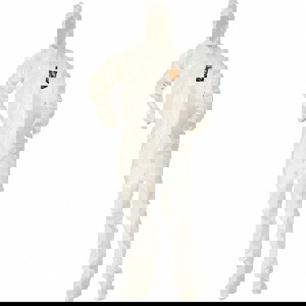 Non-Disposable Rain & Chemical-Resistant Coverall: White, Saranex