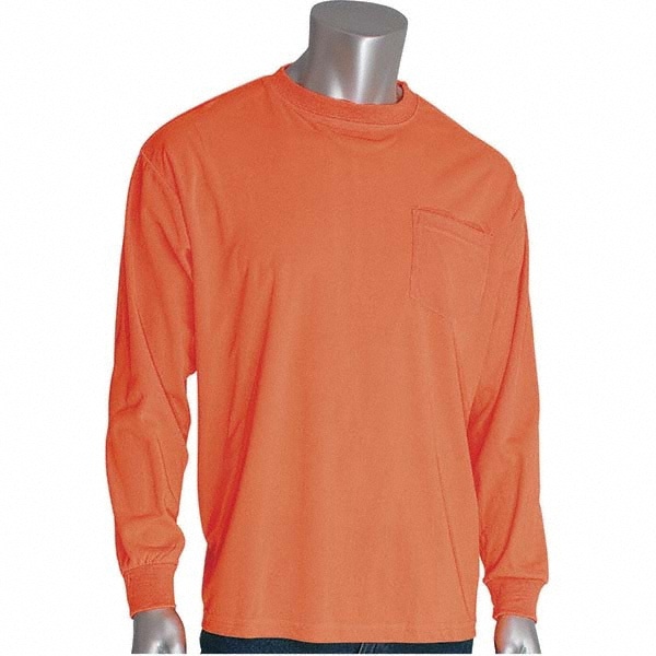 Work Shirt: High-Visibility, 4X-Large, Polyester, Orange, 1 Pocket
