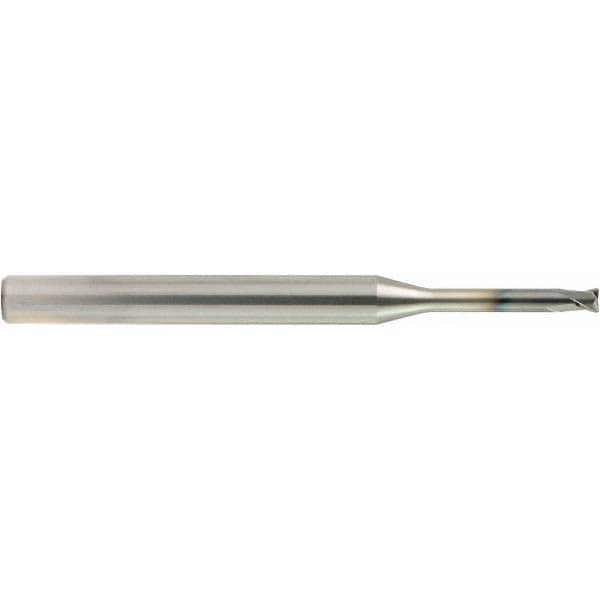 Corner Radius End Mill: 1.2 mm Dia, 1 mm LOC, 0.2 mm Radius, 2 Flutes, Solid Carbide