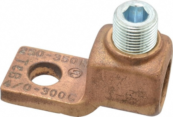 Square Ring Terminal: Non-Insulated, 4/0 AWG, Compression Connection
