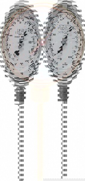 Bimetal Dial Thermometer: 25 to 125 &deg; F, 4