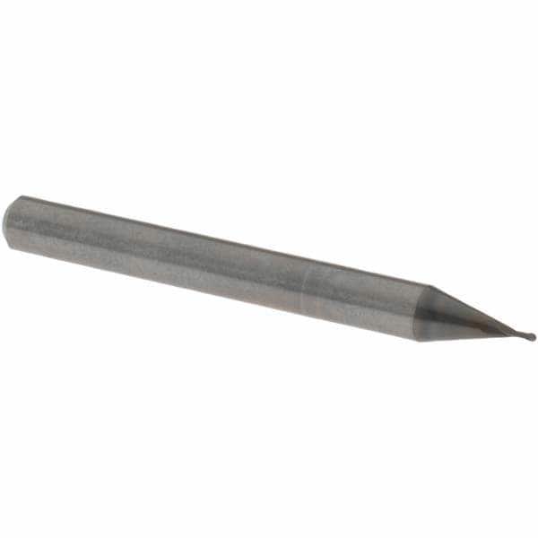 Ball End Mill: 0.60 mm Dia, 1.10 mm LOC, 2 Flute, Solid Carbide