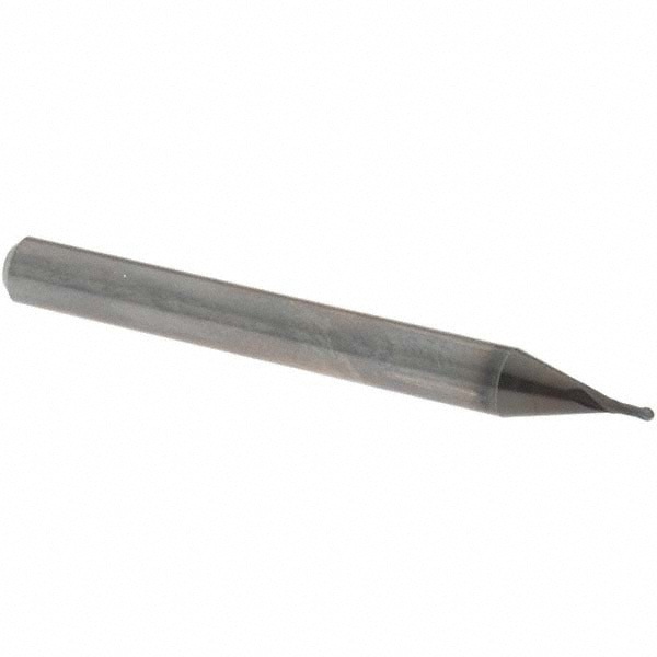 Ball End Mill: 0.80 mm Dia, 2.00 mm LOC, 2 Flute, Solid Carbide