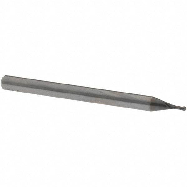 Ball End Mill: 1.20 mm Dia, 3.00 mm LOC, 2 Flute, Solid Carbide