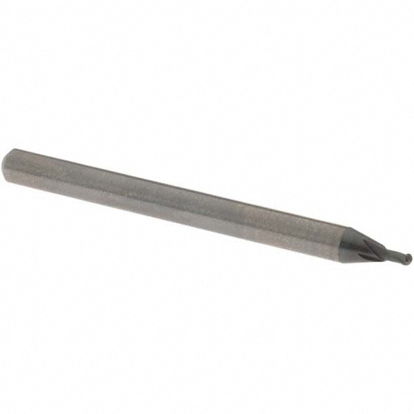 Ball End Mill: 1.50 mm Dia, 2.00 mm LOC, 2 Flute, Solid Carbide