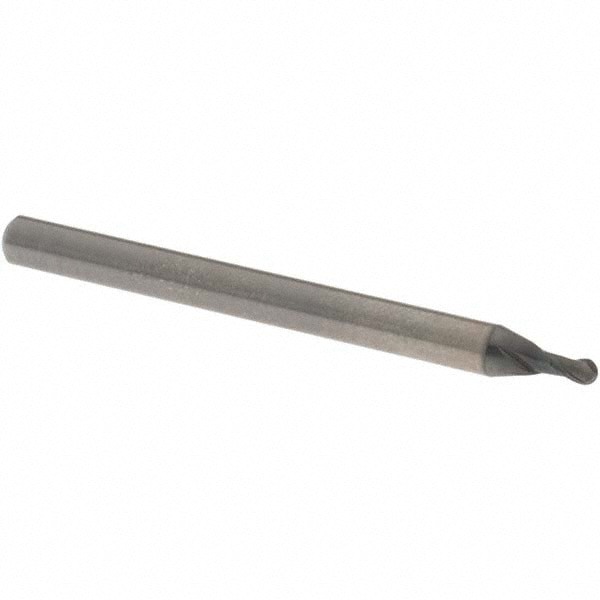 Ball End Mill: 2.00 mm Dia, 3.00 mm LOC, 2 Flute, Solid Carbide