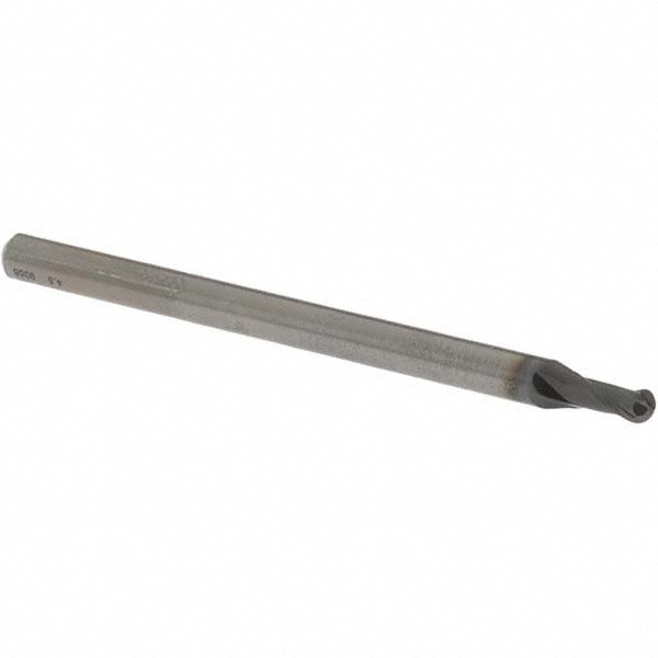 Ball End Mill: 3.00 mm Dia, 4.50 mm LOC, 2 Flute, Solid Carbide