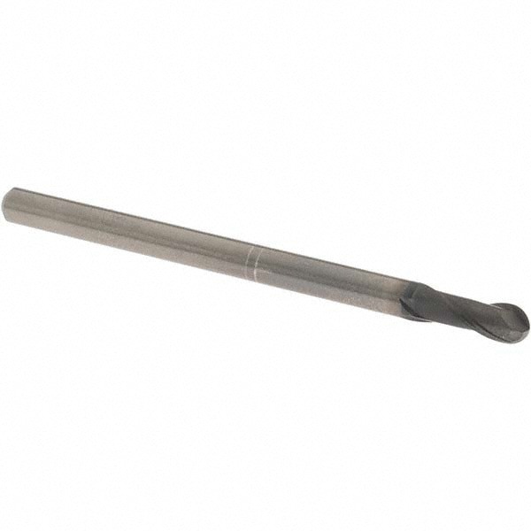 Ball End Mill: 4.00 mm Dia, 8.00 mm LOC, 2 Flute, Solid Carbide