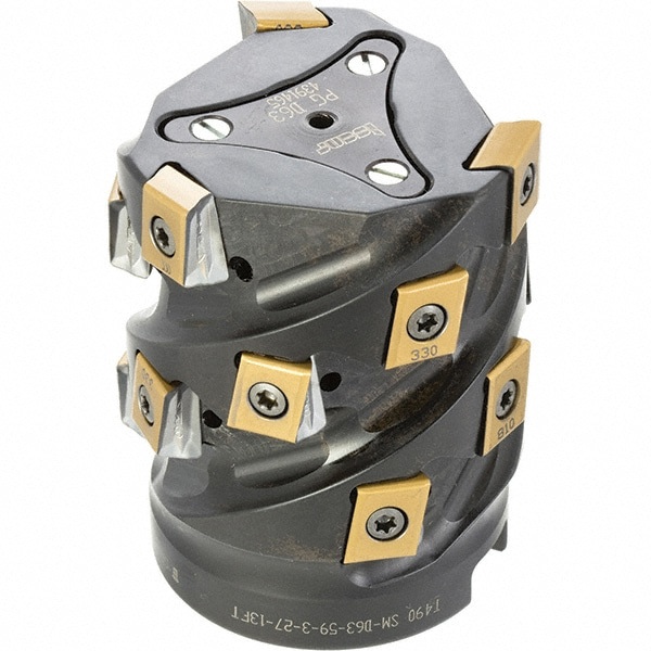 63mm Cut Diam, 27mm Arbor Hole Diam, 59mm Max Depth, Indexable Square-Shoulder Face Mill