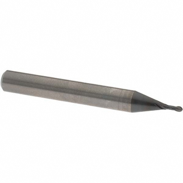 Ball End Mill: 1.50 mm Dia, 4.00 mm LOC, 2 Flute, Solid Carbide
