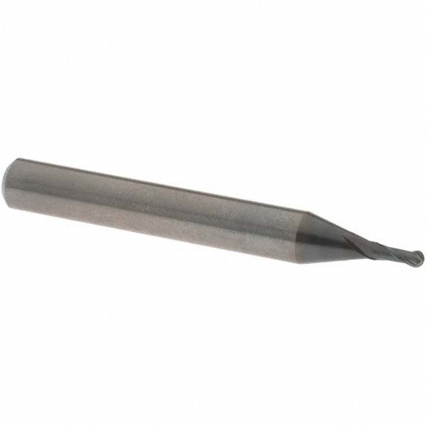 Ball End Mill: 2.00 mm Dia, 5.00 mm LOC, 2 Flute, Solid Carbide
