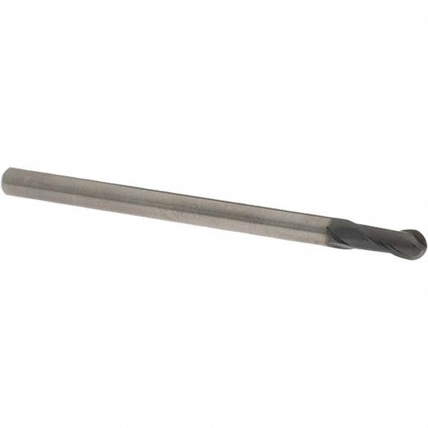 Ball End Mill: 6.00 mm Dia, 12.00 mm LOC, 2 Flute, Solid Carbide