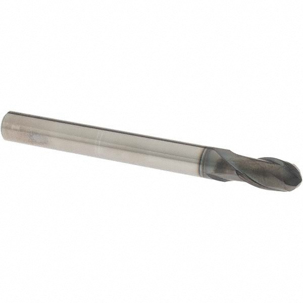 Ball End Mill: 10.00 mm Dia, 18.00 mm LOC, 2 Flute, Solid Carbide