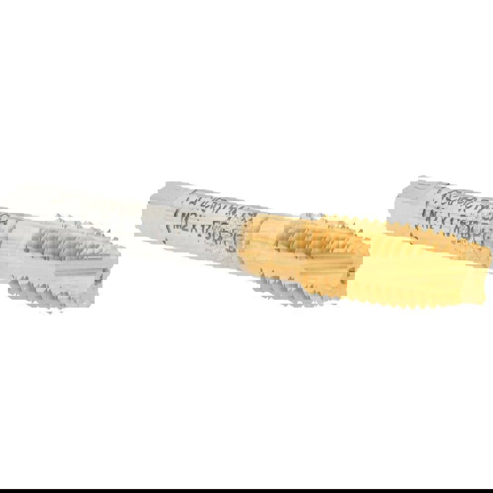 Spiral Point Tap: M12x1.75 Metric Coarse, 4 Flutes, Plug, 6H Class of Fit, Powdered Metal, TiN Coated