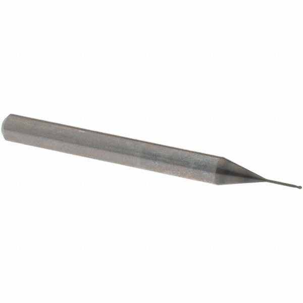 Ball End Mill: 0.50 mm Dia, 0.40 mm LOC, 2 Flute, Solid Carbide