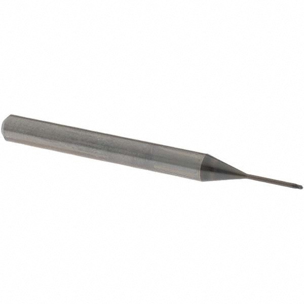 Ball End Mill: 0.80 mm Dia, 0.60 mm LOC, 2 Flute, Solid Carbide