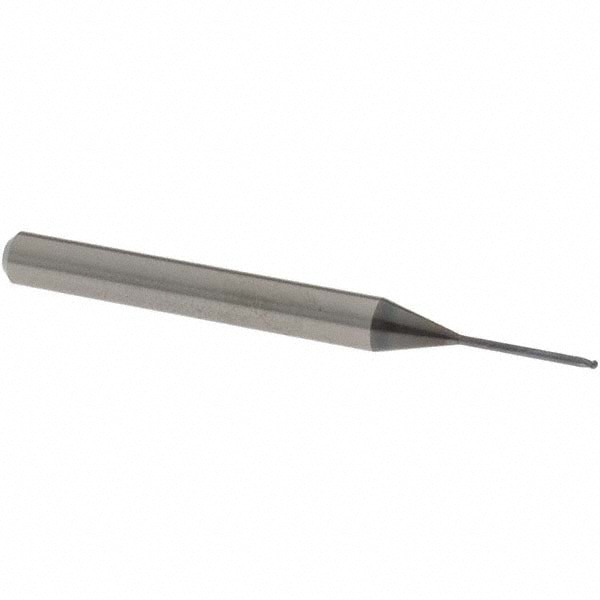 Ball End Mill: 0.80 mm Dia, 0.60 mm LOC, 2 Flute, Solid Carbide