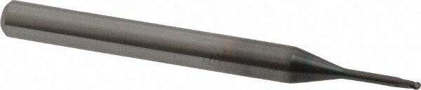 Ball End Mill: 1.20 mm Dia, 1.00 mm LOC, 2 Flute, Solid Carbide