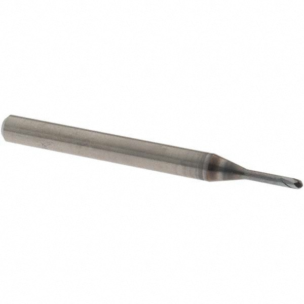Ball End Mill: 1.50 mm Dia, 1.20 mm LOC, 2 Flute, Solid Carbide